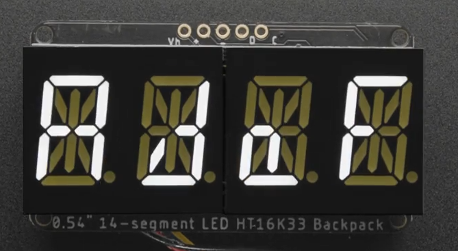 picture of the 14-segment display from the description; showing "AdaF"
